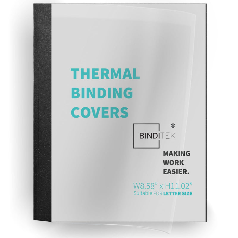 Binditek 20 Pack Thermal Binding Presentation Covers, 1/16 Inch Spine Holds 15 Sheets, Ultra Clear Front Cover, Black Paper Back Cover, Letter Size, for Students and Coworkers 15-Sheet-Capacity 20P, Black