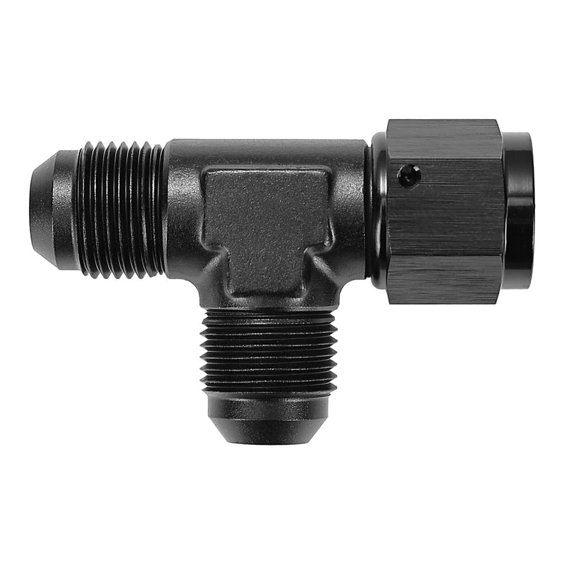 EVIL ENERGY 6AN Flare Male Tee Fitting Adapter with AN6 Female Swivel on Run Black