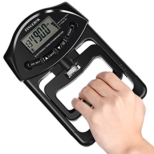 Digital Grip Strength Measurement Hand Dynamometer Auto Capturing Electronic Grip Power 198Lbs Black