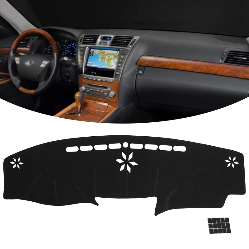 KEYOOG Dashboard Cover Dash Mat Fit for 2012-2007 Le-xus LS LS460 LS600H (for Left Hand Drive),Car Dash Board Mat Anti-Glare Carpet,Non-Slip Pad Sunshield Protector (Black) Black Fit 07-12 LS460/LS600H - (Black)