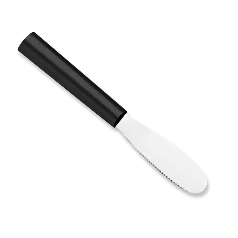 Rada Cutlery Party Spreader Knife (W235), 3.38" Stainless Steel Shallow Serrated Edge Blade, Made in USA, Black Handle, Pack of 2