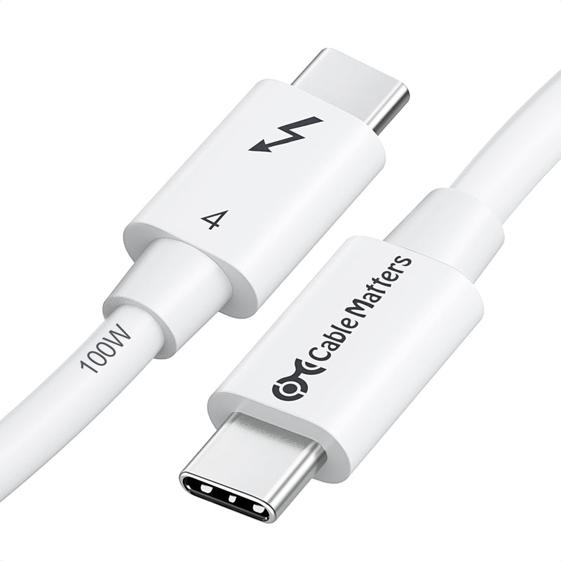 Cable Matters [Intel Certified] 40Gbps Thunderbolt 4 Cable 3.3ft with 8K Video and 100W Charging in White - 1m, Compatible with USB4, Thunderbolt 3 Cable and USB-C 3.3 Feet