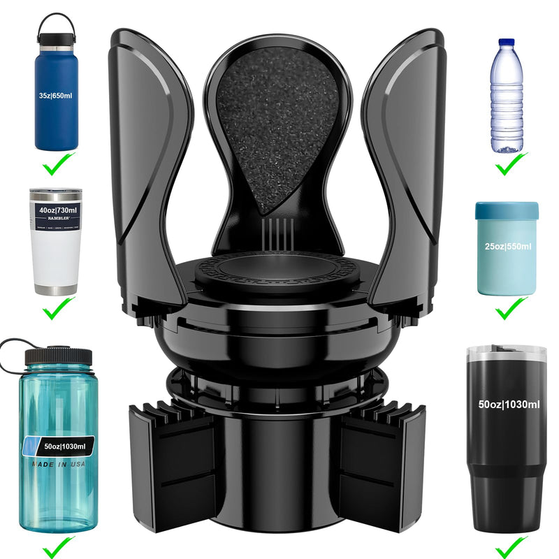 Car Cup Holder Expander, Cup Holder Extender Adapter with Expandable Arm and Adjustable Base, Compatible with Yeti Ramblers 14-64oz, Hydro Flasks 18-64oz Most Coffee Mugs Bottles & Cups CUP-1pack