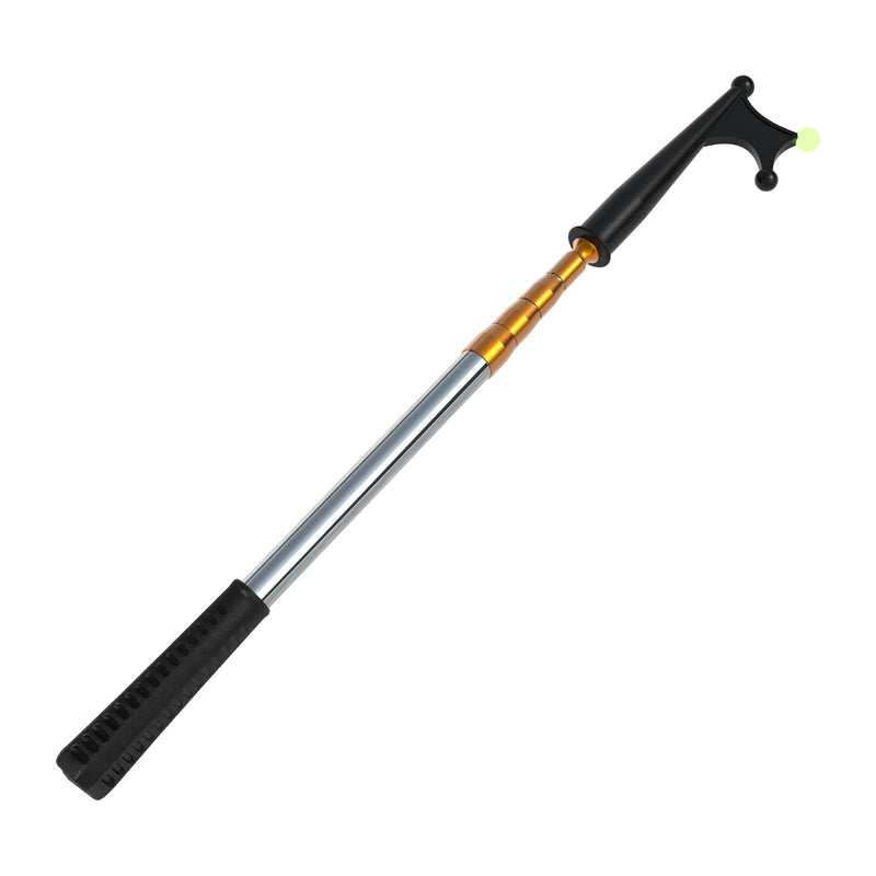 KOMCLUB Telescopic Boat Hook for Docking Extension Pole Hook Push Stick for Boat Non-Slip Rubber Handle Durable Rust-Resistant Rust-Proof Multi-Function Replaceable Head Push Pole gold-4.39FT