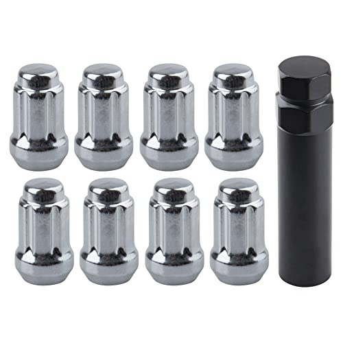 Tusk Tapered Spline Drive Lug Nut Kit with Lug Nut Key 12mm x 1.50mm Thread Pitch (8 Pack) Chrome - Compatible with Polaris Ranger 1000 Crew