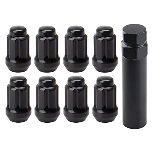Tusk Tapered Spline Drive Lug Nut Kit with Lug Nut Key 12mm x 1.25mm Thread Pitch (8 Pack) Black Compatible with Kawasaki KRX/Teryx/Mule/Compatible with Yamaha RMAX/YXZ CFMOTO Force/ZForce