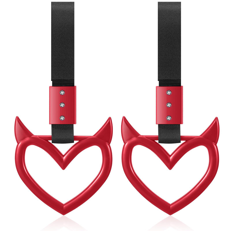 Fabbay 2 Pieces Heart Handle Keychains Car Accessory Heart Hand Strap Drift Charm for Car Interior Exterior Decoration(Red,Devil Style) Red Devil Style
