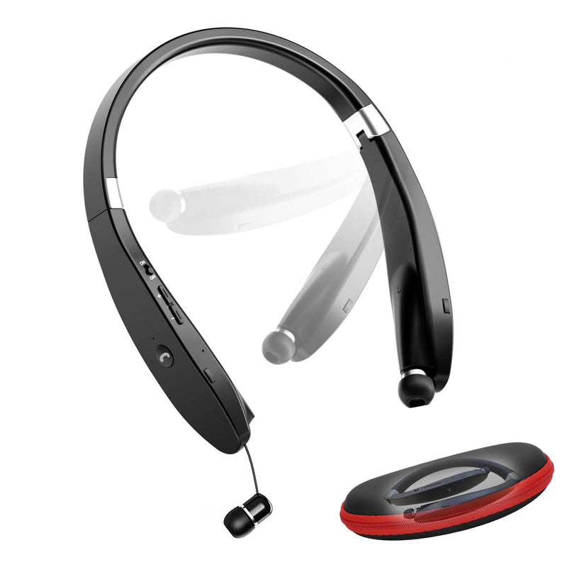 Sanpyl SX‑991 Bluetooth Headset, Bluetooth 5.0 Neckband Headphones Foldable Sports Earphone with Retractable Earbuds, for Home Office,Video Conference, with Carry Case