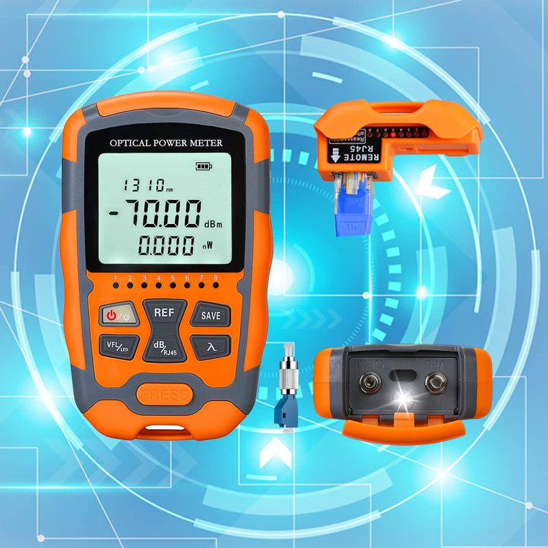 1pc 4 in 1 Function Visual Fault Locator & OPM Portable Optical Power Meter (FC/SC/ST) & RJ45 Network Test & LED Lighting, Portable Fiber Optic Tester, Range: (-70) dBm ~ (+10) dBm