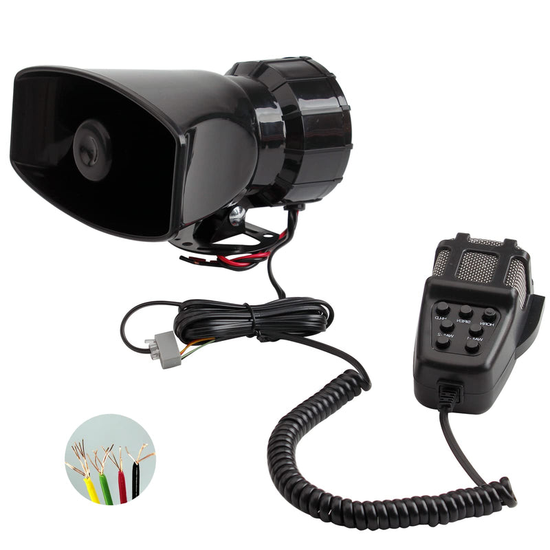 Alarm Horn Siren PA Speaker Mic System, BANHAO 100w 12v 7 Sound Loud Car Alarm Police Car Siren Speaker System Emergency Amplifier Kit for 12V Truck Lorry Boat Vehicle Siren Horn