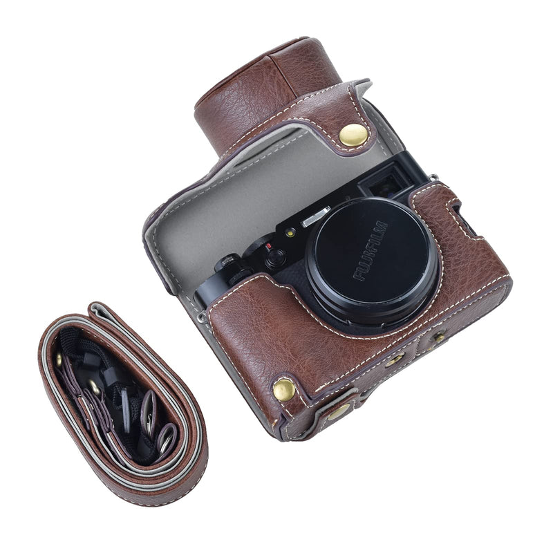 Rieibi X100V Camera Case - Retro Leather Case for Fujifilm X100V Digital Camera - Protective Case with Strap and Grip Case - Brown New Version