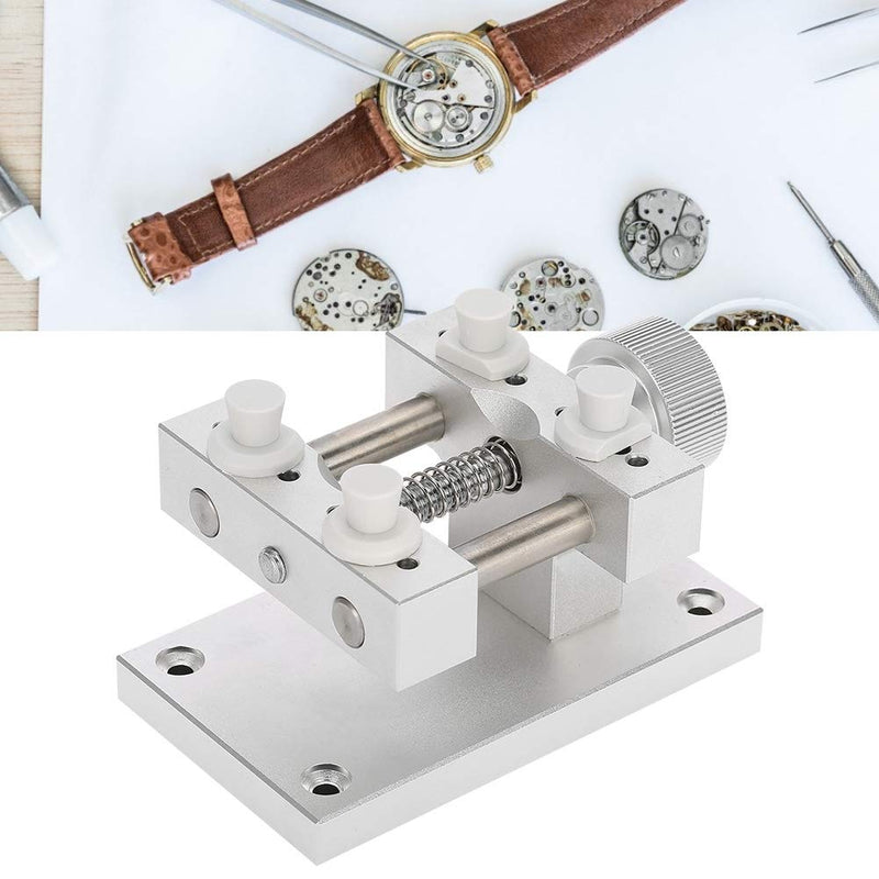 ZJchao Watch Case Holder, 80mm Maximum Opening Aperture Metal Adjustable Watch Case Back Remover Watch Strap Remover Watch Movement Base Repair Tool Back Case Opener for Watch Repairman(Sliver) Sliver