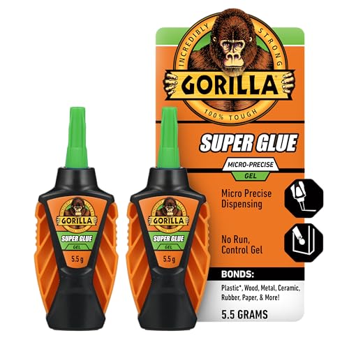 Gorilla Micro Precise Super Glue Gel, Clear, Cyanoacrylate, 5.5g, 2-Pack Pack of 2