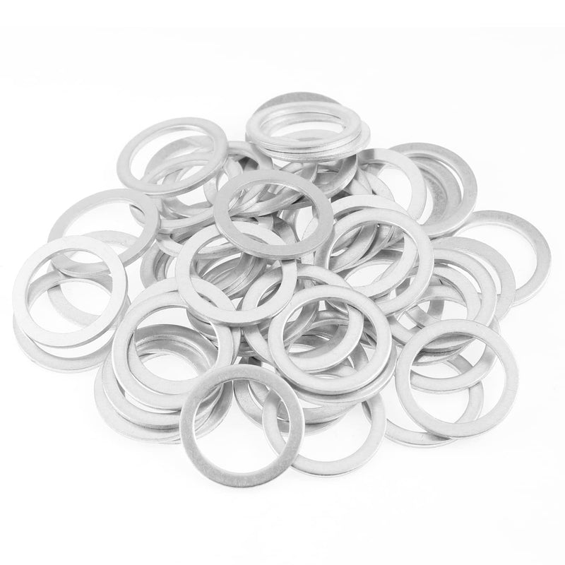 50 Pieces M18x24x1.5mm Automotive Drain Plug Gaskets, Oil Crush Washers, Aluminum Flat Washers, Inner Diameter 18mm, Outer Diameter 24mm, Thickness 1.5mm