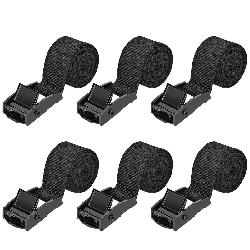 Tie Down Straps 6 Pcs Lashing Strap 3.3' x 1" Adjustable Heavy Duty Cam Buckle Cinch Straps for Cargo, Trucks, Luggage, Trailer, Motorcycle (Black) 6Pcs 3.3' x 1"