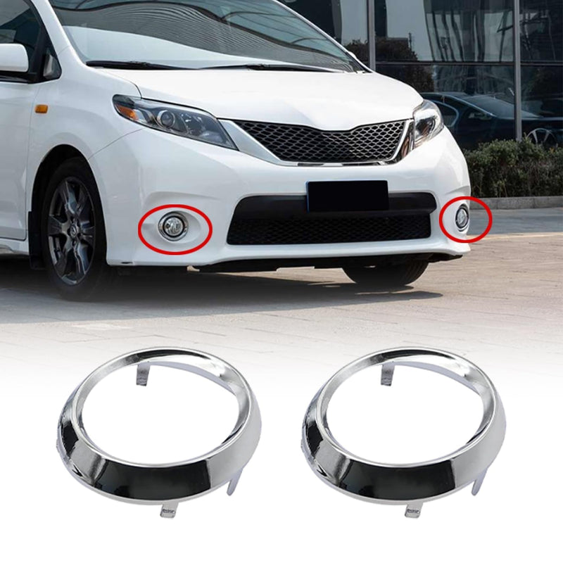 FZJDSD 1 Pair Fog Light Lamp Bezel Cover 52713-08020 52712-08020 Compatible with Toyota Sienna SE 2011 2012 2013 2014 2015 2016 2017 Fog Light Lamp Bezel Cover Chrome Trim Rings # TO1038150 TO1039150
