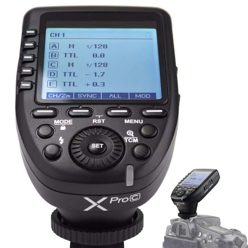 Godox Wireless Flash Trigger Transmitter - XPro-C Compatible with Canon Cameras,E-TTL 2.4G High-Speed Sync,1/8000s HSS 01-99 Wireless ID,LCD Screen,5 Dedicated Group 11 Customizable Functions