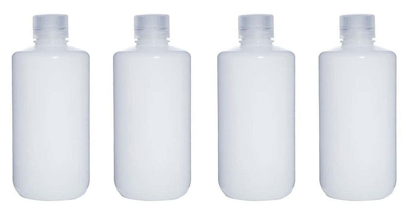 1000ML 32OZ Nature Narrow Mouth HDPE Plastic Reagent Bottles with Caps Pack of 4 30OZ(1000ML) Small Pack