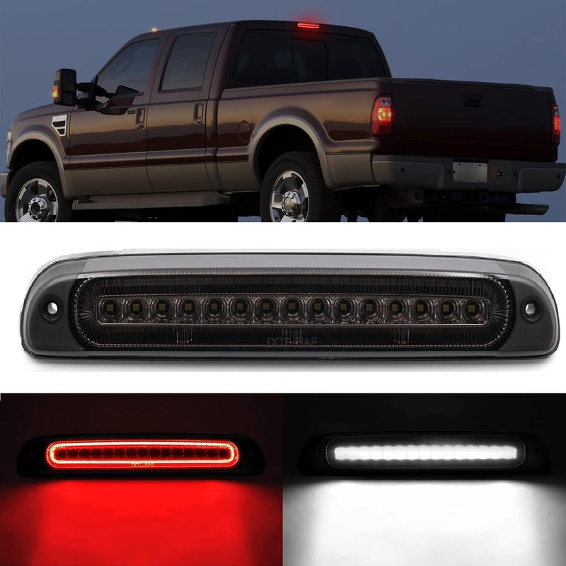 R&F Auto Led Strobe Third Brake Light Replacement for 1999-2016 F250 F350 F450 F550 Super Duty, for Ranger 1993-2011, 3rd Brake Light High Mount Stop Light + White Cargo Light with Seal Gasket M, for F250/F350/F450/F550 (1999-2016) Smoked