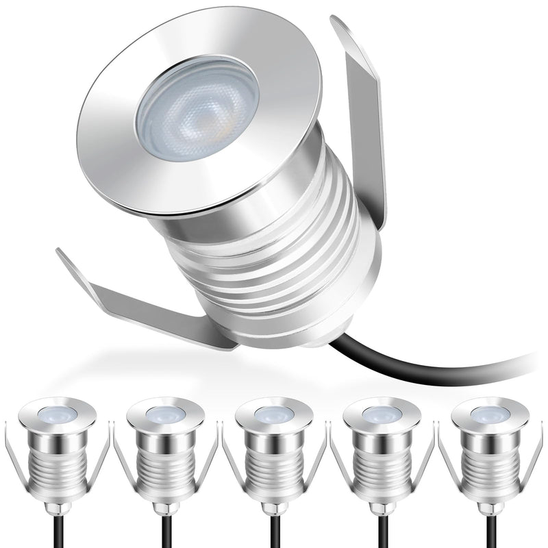 Gardencoin Recessed LED Deck Lights, Heavy Duty Soffit and Stair Lighting Outdoor, 1W 12-24V Low Voltage Landscape In Ground Well Light, Underwater Light Ultra Waterproof, Dimmable(3000K-6pack) 1 Watt-1.38inch 3000K warm white narrow