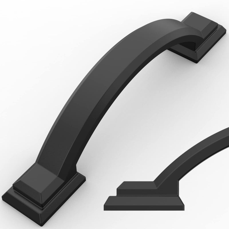 Amerdeco 10 Pack Matte Black Cabinet Pulls 3 Inch(76mm) Hole Centers, Handles for Kitchen Cabinet Hardware, Arch Cabinet Handles for Bathroom Dresser Drawer Handles ZH0016… 3"/76mm Hole Center