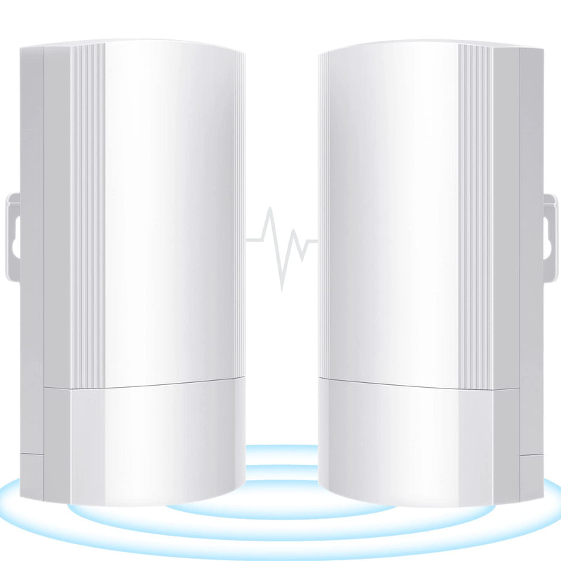 Wireless Bridge Set 900Mpbs 5.8G WiFi Outdoor CPE Point to Point Long Range up to 2-3KM CPE200 with 12dBi High-Gain Antenna，24V PoE Power, IP65 Waterproof,2-Pack, White Old version