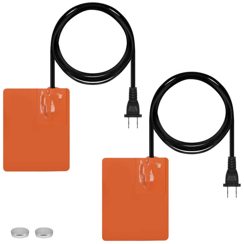 Silicone Pad Heater - 4 * 5in Car Engine Oil Pan Heater with 194°F Thermal Protector & 68" Power Cord, Self-adhesive Warmer for Automotive (120V 150W) 2pcs 4*5in
