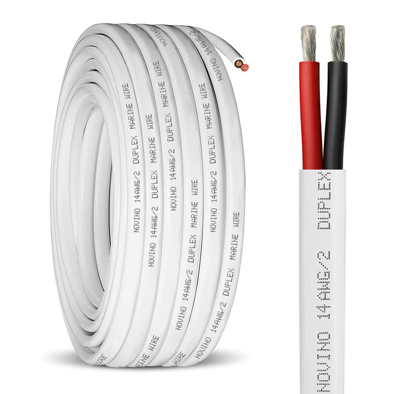 14 Gauge Marine Wire,14 AWG 30ft 14/2 Duplex Marine Grade Wire,Tinned Copper Oxygen-Free Boat Electrical Cable for Boat/Automotive/RV/Solar/LED Strips 30 ft 14 gauge