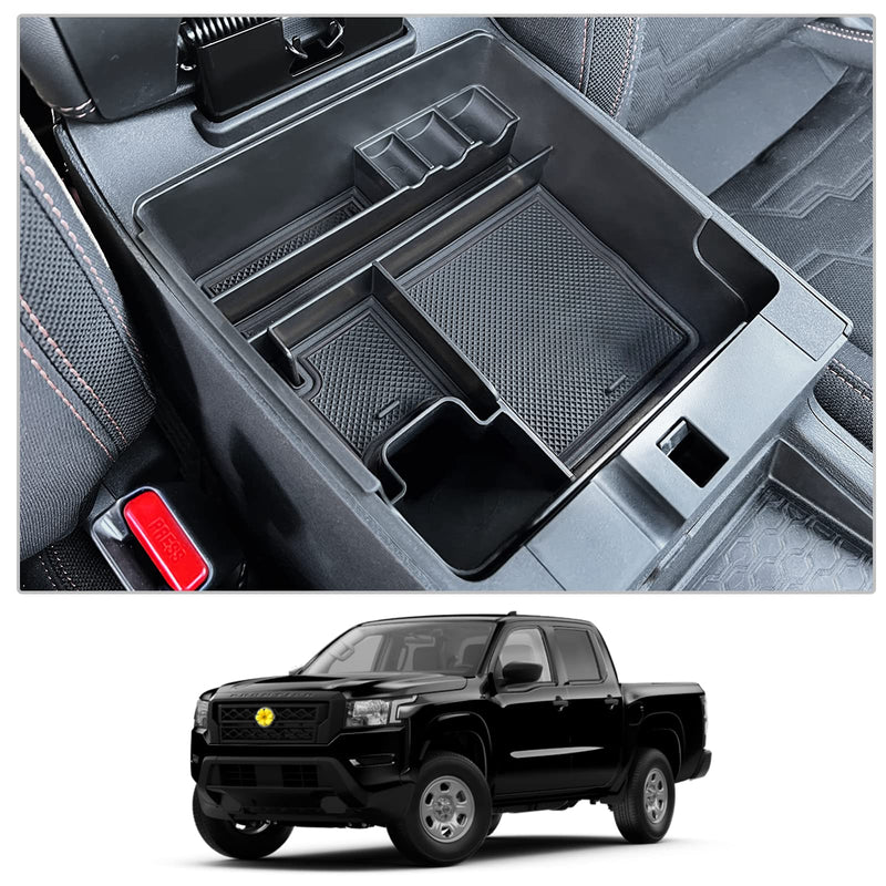 CDEFG for 2022 2023 2024 2025 Frontier Pickup Truck Center Console Organizer 2024 2025 Frontier Truck Armrest Storage Box 2022-2024 2025 Frontier Truck Accessories Black Trim