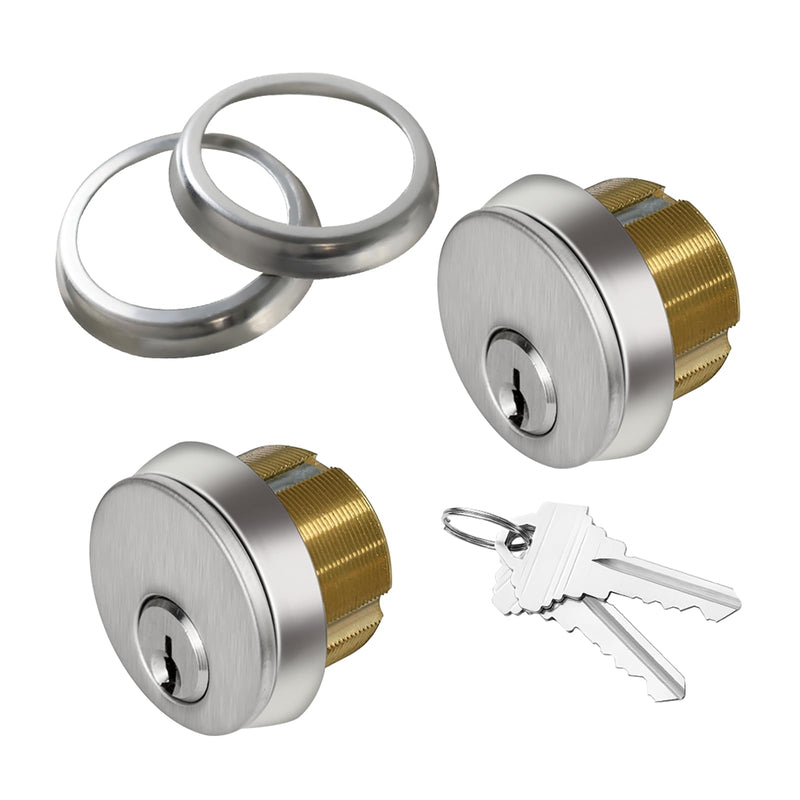 Brass Mortise Cylinder Lock Commercial storefront Door Lock Mortise cylinders Compatible with Adams Rite Kawneer and Vistawall deadbolts Comes in 2-Pack Silver with Matching Keys 1 Set,Keyed Both Sides