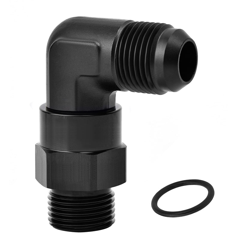 EVIL ENERGY 6AN Flare to 6AN ORB Male Swivel Adapter Fitting 90 Degree Black 6AN ORB to 6AN