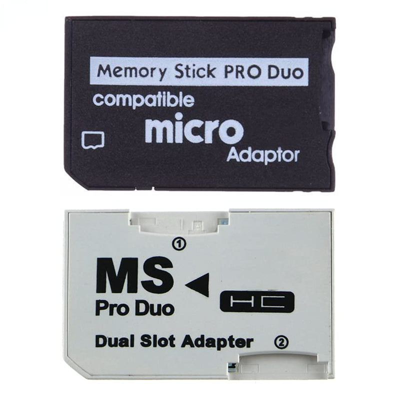 Single Dual Memory Card Adapter Micro SD Card to Memory Stick MS Pro Duo for PSP 1000 2000 3000 Card Slot Adapter (Black Single Slot) Black Single slot