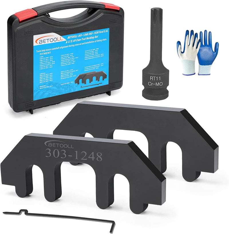BETOOLL Camshaft Holding Tool - Timing Tool Kit - Timing Alignment Holder Tool Compatible with 303-1248 303-1530 Ford 3.5L & 3.7L 4V, with Cylinder Head Screw Removal Socket 303-1248 with socket