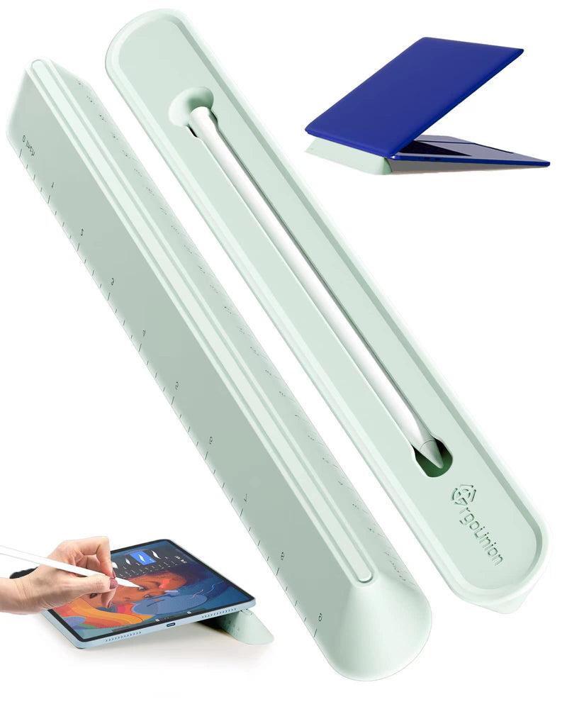 3 in 1 Silicone Laptop Stand, Keyboard Riser for Ergonomic Typing/Reading, Portable Laptop Cooling Stand, for Home Office School and Travel, Oval Base, Macaron Green
