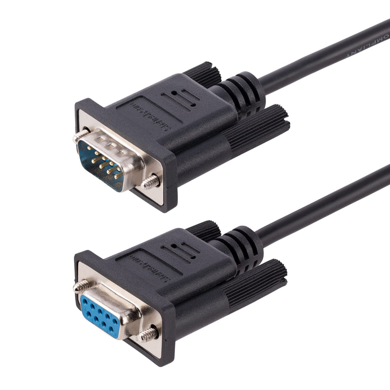 StarTech.com 3m RS232 Serial Null Modem Cable, Crossover Serial Cable w/Al-Mylar Shielding, DB9 Serial COM Port Cable Female to Male, Compatible w/DTE Devices, Black, F/M (9FMNM-3M-RS232-CABLE)