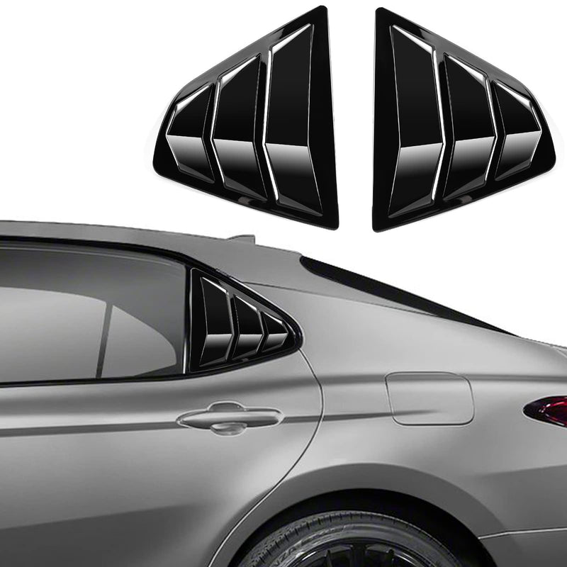 CKE Compatible with Toyota Camry 2024 2023 2022 2021 2020 2019 2018 Accessories Sporty Car Rear Side Window Louvers Air Vent Scoop Shades Cover Trim Blinds -Glossy Black (Not Fit 2025) Glossy Black
