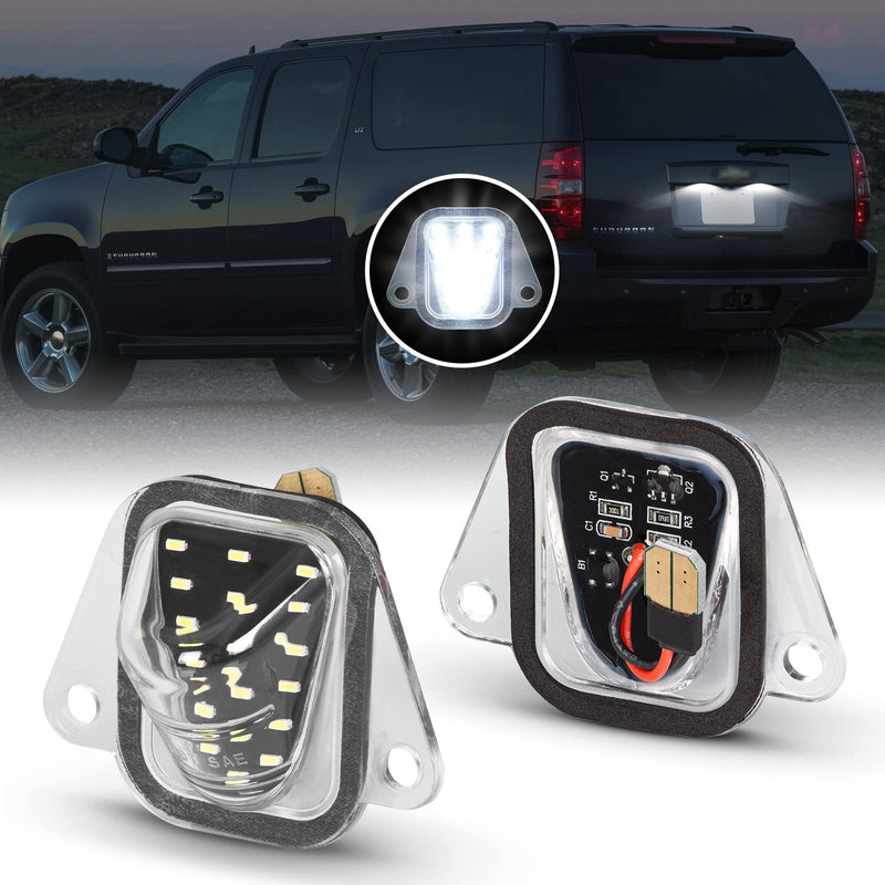 Gempro LED License Plate Lights Rear Bumper Tag Lamp Assembly for 2007-2014 Chevy Suburban Tahoe GMC Yukon C-adillac Escalade ESV, 6000K White 2PCS 2007-2014 Tahoe/Suburban/Yukon/Escalade