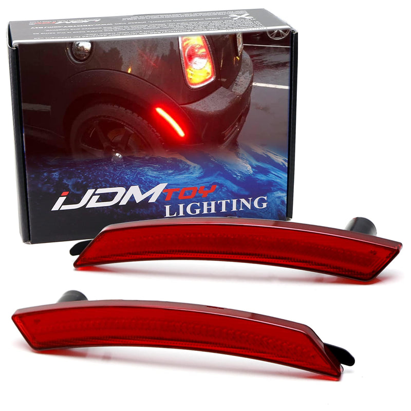 iJDMTOY OE-Spec Red Lens Full LED Rear Side Marker Light Assemblies Compatible With 2007-2013/14 MINI Cooper R55 R56 R57 R58 R59 R60 R61, Replace OEM Red Incandescent Sidemarker Lamps Red Lens Red LED