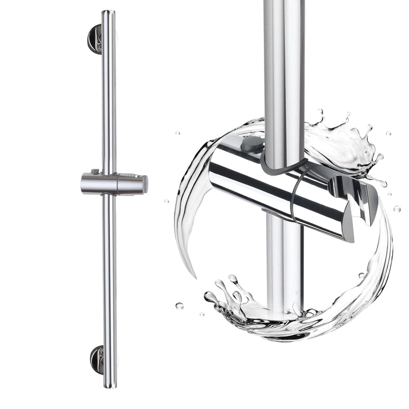 Chrome Shower Slide Bar, Bathroom Shower Slide Bar with Adjustable Handheld Shower Holder, Stainless Steel Slide Slide Bar Wall Mount Chrome