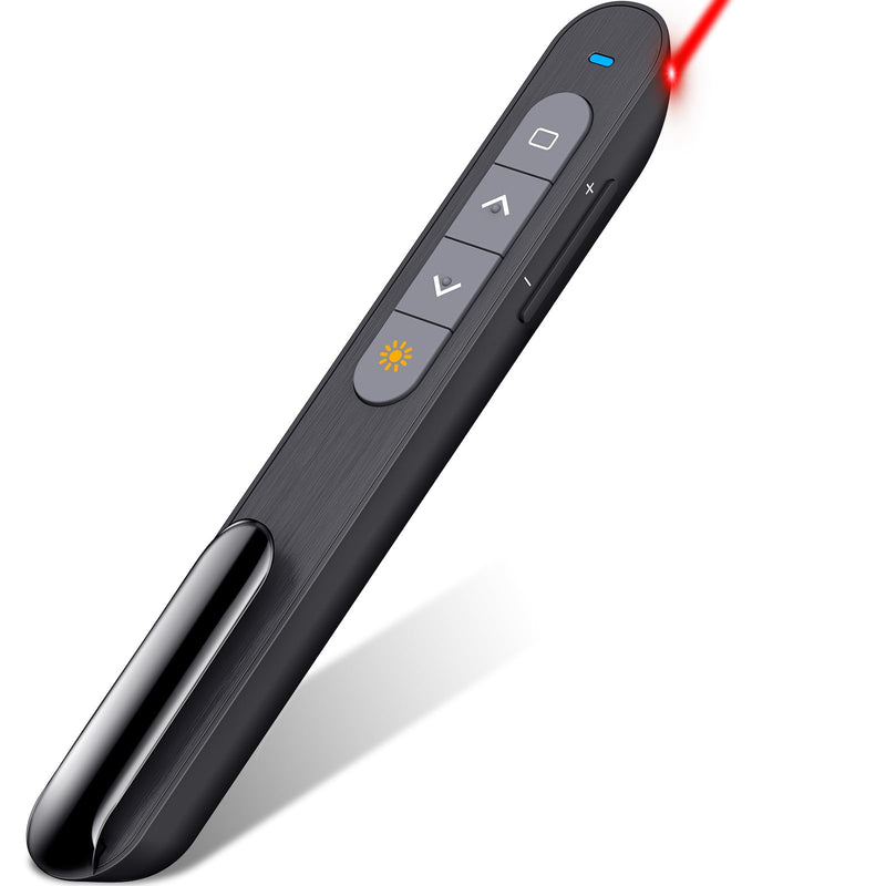 Presentation Clicker Compatible with Bluetooth and RF 2.4GHz Dual Modes Red Light, Wireless Presenter Remote Control for Powerpoint Presentations Pointer Slide Clicker for Mac Computer Powered by AAA BT+RF Mode