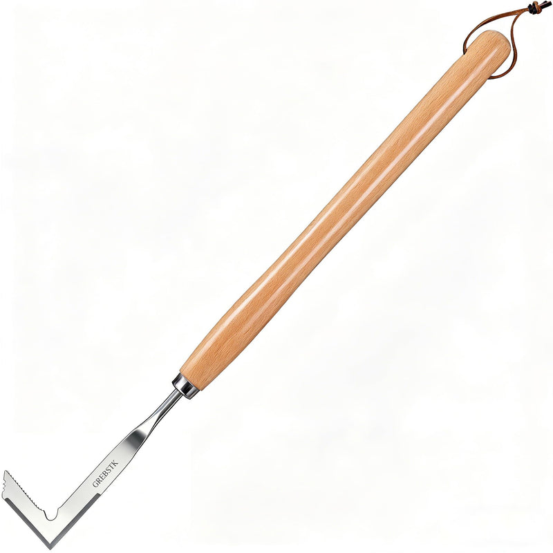 GREBSTK Crack Weeder Crevice Weeding Manual Stainless Steel Gardening Tool | L-shaped blade, razor-sharp hardened, rust-resistant, comfortable handle, 22in, for sidewalk cracks, driveway gaps, edging 22" Crack Weeder