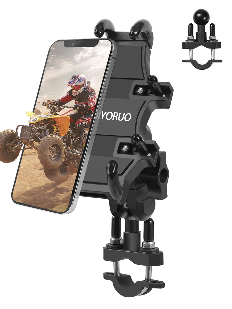 ATV Phone Holder, Quad Phone Mount, 8 Clamps Holds 4.7-7.1" Phones, One Hand Operation Motorcycle Phone Clip for 7/8-9/8" Handlebar,Compatible with Yamaha Polaris Honda Can Am ATV/motor phone holder