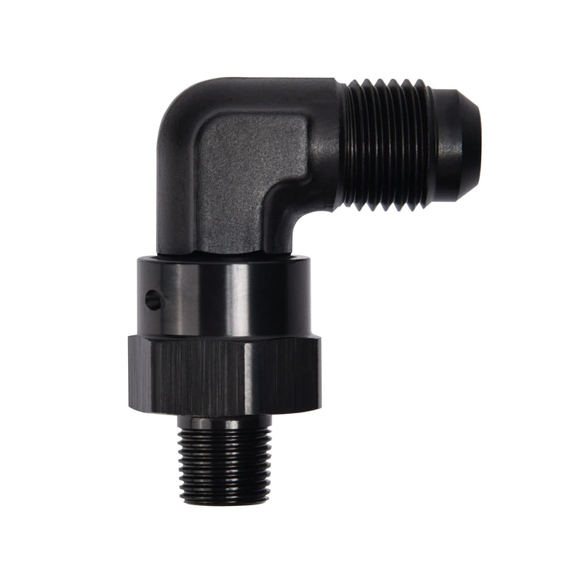EVIL ENERGY 6AN Male Flare to 1/8" NPT 90 Degree Swivel Fitting Adapter Aluminum Black 6AN to 1/8"NPT