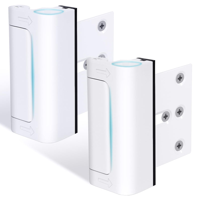 2Pack Door Reinforcement Lock Withstands 800lbs of Force - White Extra Proof Door Lock for Kids Safety Drilling Required,Prevents Unauthorized Entry,Add a Door Security Locks for Home Safety & Privacy 2