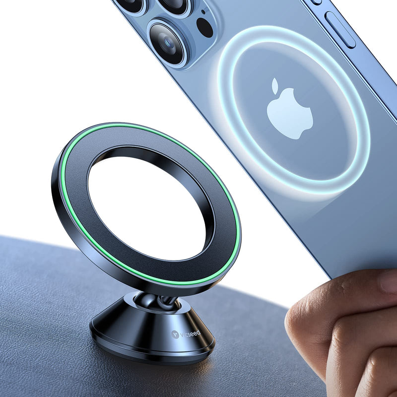 VICSEED Ultra Mini for MagSafe Car Mount Magnetic Phone Holder for Dash | All Metal, High & Low Temp Resistance, Strong Magnets, 360° Rotation Adjustable, for iPhone 17 Pro Max 16 15 14 13, Dashboard Flash Black
