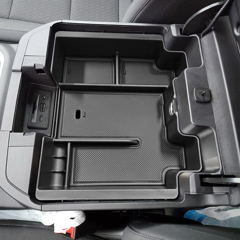 [AUSTRALIA] - Full Size Center Console Organizer Tray Compatible with 2019-2022 Chevy Silverado/GMC Sierra 1500 and 2020-2022 2023 Silverado/Sierra 2500HD 3500HD Accessories -Full Console w/Bucket Seats ONLY, Black