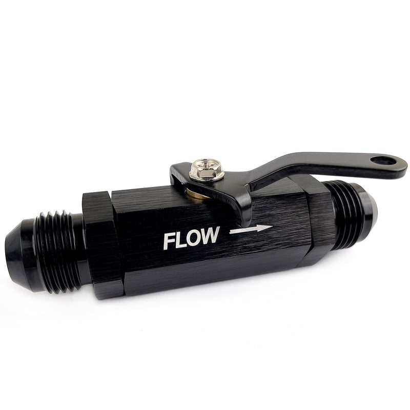AN8 Fuel Shut Off Valve 8 AN to 8AN Male Flow Control Cut Off Valves Fitting Aluminum Anodized Black AN shut off valve