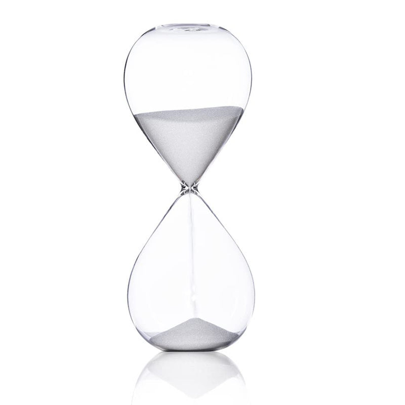 Falytemow Hourglass Sand Timer Glass Sand Timer Egg Hourglass for Kitchen Brushing Teeth School Teaching (White, 60 Minutes) White