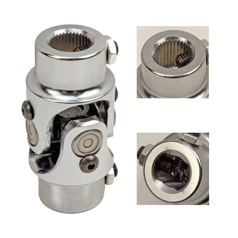 3/4" 36 Spline X 3/4" DD Steering Shaft U Joint Single Chrome Universal Joint Coupling 3/4"-36 Spline x 3/4" DD
