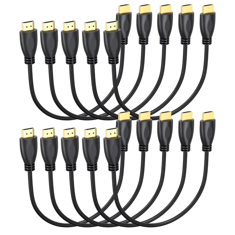 4K HDMI Cable 1FT 10-Pack, High Speed HDMI 2.0 Cable Supports ARC & HDCP 2.2 for Laptop, Soundbar, Monitor, PS5, PS4, Xbox One, Fire TV, etc Black 1 FT